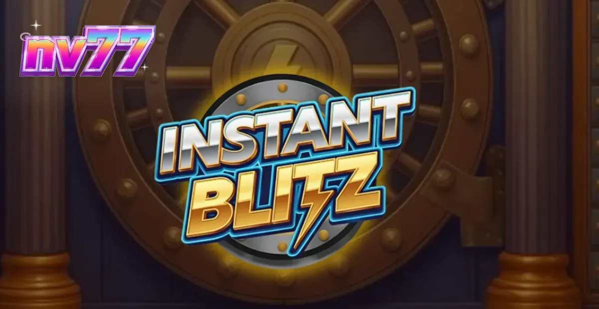 Tampilan visual slot Instant Blitz dengan tema brankas bank futuristik dan efek neon.